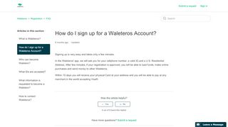 
                            1. How do I sign up for a Waleteros Account? | …