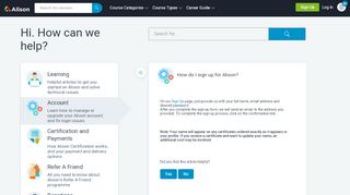 
                            2. How do I sign up for Alison? | Alison Frequently Asked ...