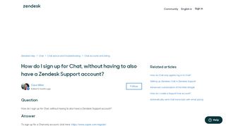 
                            6. How do I sign up for Chat, without ... - Zendesk Support