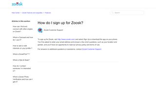 
                            8. How do I sign up for Zoosk? – Help Center