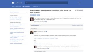 
                            3. How do I switch the setting from Anonymous to the regular FB login for ...
