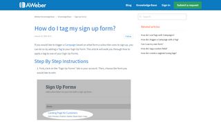 
                            3. How do I tag my sign up form? – AWeber Knowledge Base