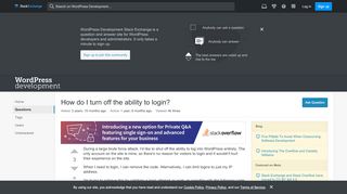 
                            4. How do I turn off the ability to login? - WordPress Development ...