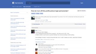 
                            2. How do I turn off this profile picture login ... - Facebook