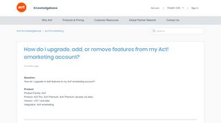 
                            6. How do I upgrade, add, or remove features from my Act! emarketing ...