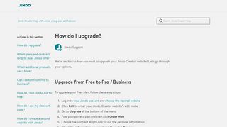 
                            9. How do I upgrade? – Jimdo Creator Help