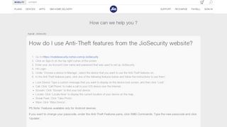 
                            2. How do I use Anti-Theft features from the JioSecurity website ...