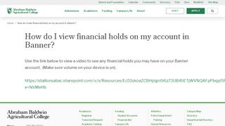 
                            8. How do I view financial holds on my account in Banner? - Abraham ...