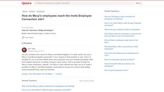 
                            11. How do Macy's employees reach the Insite Employee Connection site ...