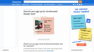 
                            3. How do you sign up for Accelerated Reader test - answers.com