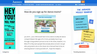
                            4. How do you sign up for dance moms - answers.com