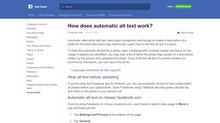 
                            4. How does automatic alt text work? | Facebook Help Center ...