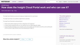 
                            4. How does the Insight Cloud Portal work and who ... - Support - Netgear