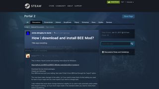 
                            1. How i download and install BEE Mod? :: Portal 2 General Discussions