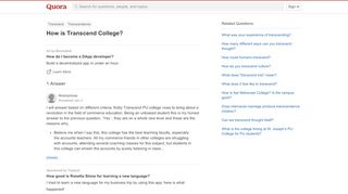 
                            9. How is Transcend College? - Quora