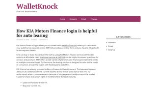 
                            2. How KIA Motors Finance login is helpful for auto leasing ...