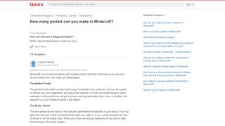 
                            7. How many portals can you make in Minecraft? - Quora