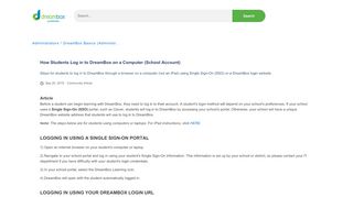 
                            3. How Students Log in to DreamBox on a Computer (School Account)