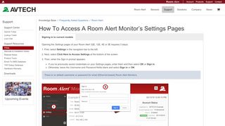 
                            5. How To Access A Room Alert Monitor's Settings Pages - AVTECH