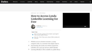 
                            3. How to Access Lynda LinkedIn Learning for Free - forbes.com