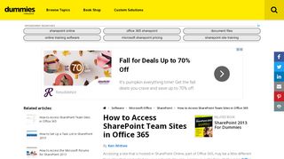 
                            8. How to Access SharePoint Team Sites in Office 365 - dummies