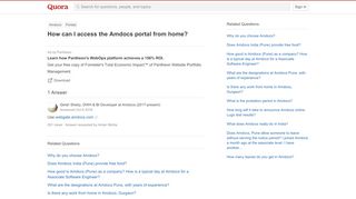 
                            2. How to access the Amdocs portal from home - Quora