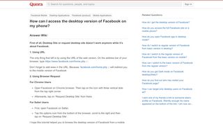 
                            9. How to access the desktop version of Facebook on my phone - Quora