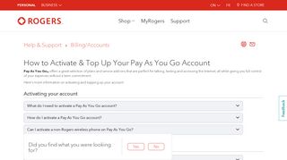 
                            2. How to Activate & Top Up Your Pay As You Go Account - Rogers