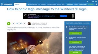 
                            9. How to add a legal message to the Windows 10 login - TechRepublic