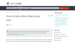 
                            7. How to Add a New AbacusLaw User - AbacusLaw Knowledge Base