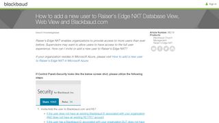 
                            2. How to add a new user to Raiser's Edge NXT Database View ...