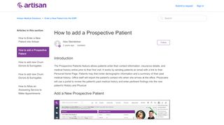 
                            5. How to add a Prospective Patient – Artisan Medical Solutions