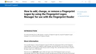 
                            9. How to add, change, or remove a Fingerprint Logon by using ...