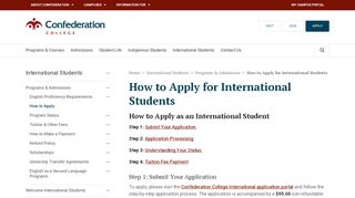 
                            5. How to Apply for International Students | Confederation College