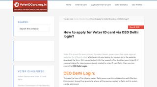 
                            7. How to apply for Voter ID card via CEO Delhi login?