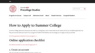 
                            5. How to Apply to Summer College - Admissions & Aid ... - Cornell SCE