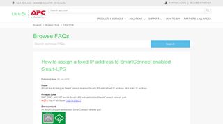 
                            2. How to assign a fixed IP address to SmartConnect enabled ... - APC.com