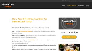 
                            2. How to Audition - MasterChef Junior Casting