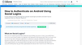 
                            2. How to Authenticate on Android Using Social Logins - DZone ...