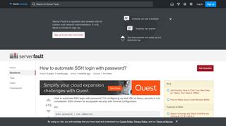 
                            7. How to automate SSH login with password? - Server Fault