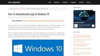 
                            6. How To Automatically Login In Windows 10 - intowindows.com