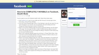 
                            4. How to be COMPLETELY INVISIBLE on Facebook.. Stealth ...