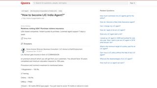 
                            10. 'How to become LIC India Agent?' - Quora