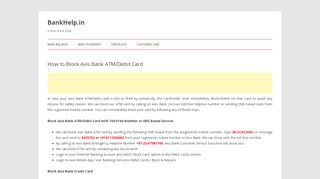 
                            6. How to Block Axis Bank ATM/Debit Card | BankHelp.in