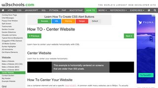 
                            8. How To Center a Website - w3schools.com