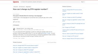 
                            8. How to change my DTH register number - Quora