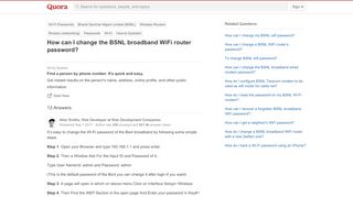 
                            4. How to change the BSNL broadband WiFi router password - Quora