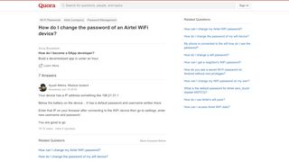 
                            2. How to change the password of an Airtel WiFi device - Quora