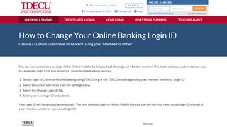 
                            9. How to Change Your Online Banking Login ID | TDECU