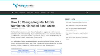 
                            8. How To Change/Register Mobile Number in Allahabad Bank ...